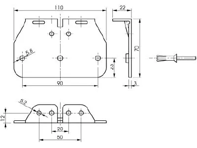TALMU Corner fastener - Kampinis tvirtinimo elementas žibintams, varžtų tarpas 90 mm - Attēls 2