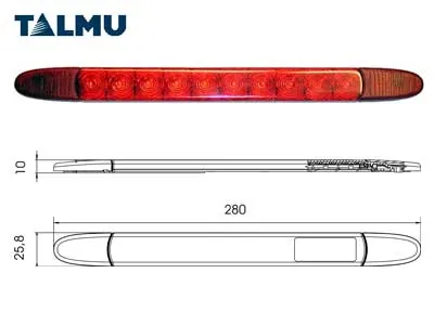 TALMU LED Stabdžių Žibintas, 10 LED, 24V, Raudonas Lęšis, 3m Laidai