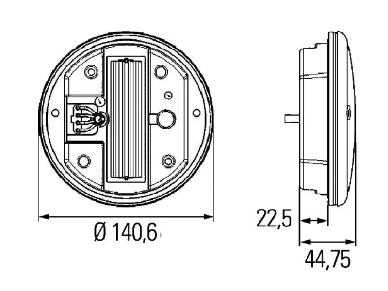 TALMU LED galinis žibintas, 10-30V, D-patvirtintas, apvalus, atsparus vandeniui (SKU: 344100-501) - Attēls 2
