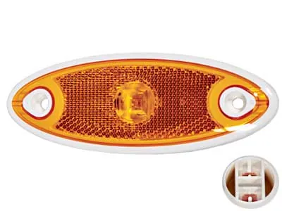 TALMU Geltonas LED šoninis gabaritinis žibintas su atšvaitu, 24V, 105mm tvirtinimo tarpas