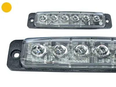 LED horizontalus įspėjamasis žibintas, gintarinės spalvos, 12-24V, IP67, ECE R65 sertifikuotas