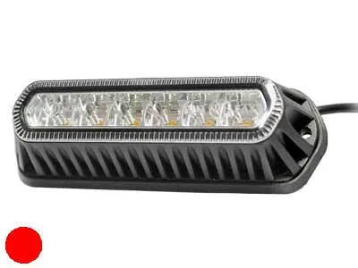 Horizontalus LED signalinių žibintas - 6x3W LED, raudona šviesa, 3 mirksėjimo režimai, ECE R65 sertifikuotas, 12-24V