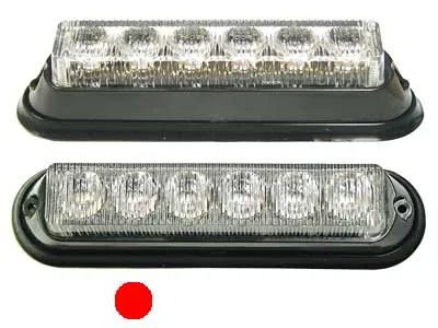 LED Horizontalus įspėjamasis žibintas su raudona šviesa, 12-24V, 6 LED, sinchronizavimo funkcija