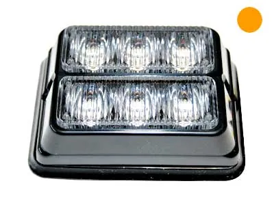 Horizontalus LED įspėjamasis žibintas 12V, 6 LED, gintarinė šviesa, sinchronizuojamas