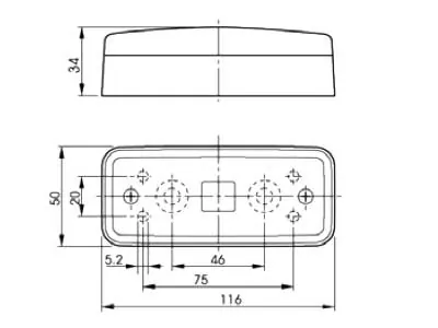 TALMU Raudonas halogeninis šoninis gabaritinis žibintas su atšvaitu (116x50x34mm) - Attēls 2