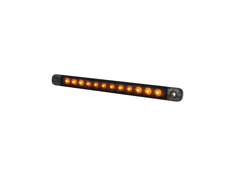 STRANDS DARK KNIGHT SLIM INDICATOR LED - Profesionalus 12-24V gintaro spalvos LED posūkio žibintas su ECE R6, R10 sertifikatais