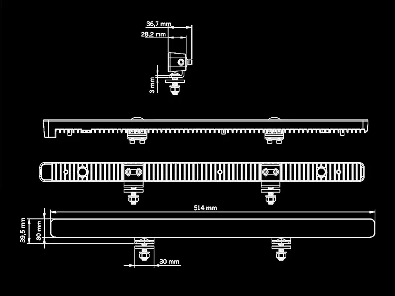 STRANDS NUUK E-line LED Bar Žibintas 7800lm IP69K Žemos Konstrukcijos - Attēls 5
