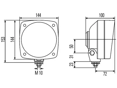 HELLA Priekinis Žibintas H4 su Plastikinį Korpusu, 144x144mm - Automobilio Apšvietimo Sistema - Attēls 2
